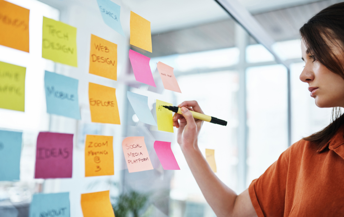 Shot of a young businesswoman having a brainstorming session in a modern office